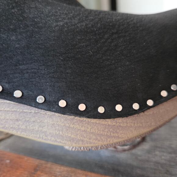Dansko Black Nubuck Platform Ankle Boots Rivets Boho Hippie 39 - Picture 9 of 12